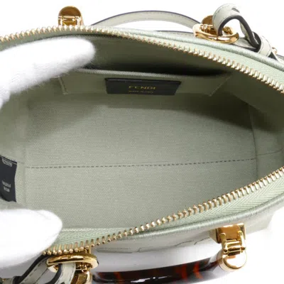 Pre-owned Fendi Light Green Canvas Leather Shoulder Bag ()