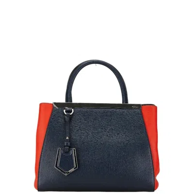 Pre-owned Fendi Navy Orange Leather Shoulder Bag () In Navy, Orange