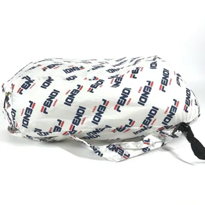 Pre-owned Fendi Navy Red Color White Nylon Backpack () In Navy, Red Color, White