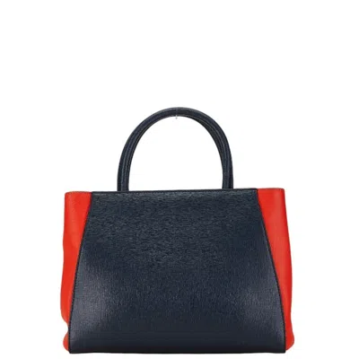 Pre-owned Fendi Navy Orange Leather Shoulder Bag () In Navy, Orange
