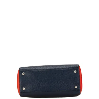 Pre-owned Fendi Navy Orange Leather Shoulder Bag () In Navy, Orange