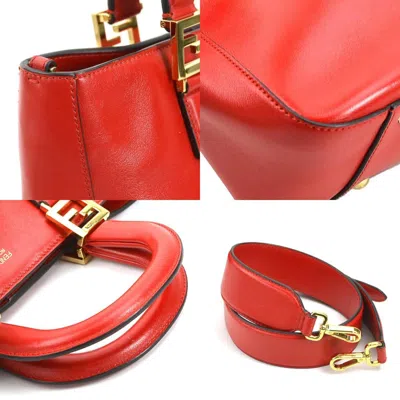 Pre-owned Fendi Red Color Leather Handbag Shoulder Bag ()