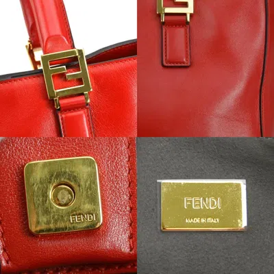 Pre-owned Fendi Red Color Leather Handbag Shoulder Bag ()