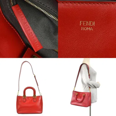 Pre-owned Fendi Red Color Leather Handbag Shoulder Bag ()