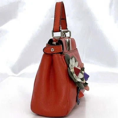Pre-owned Fendi Red Color Leather Handbag Shoulder Bag ()