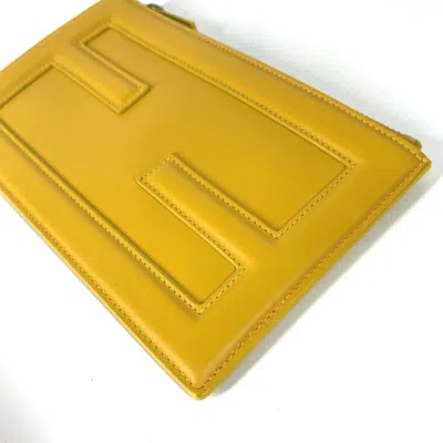 Pre-owned Fendi Yellow Leather Clutch Bag Pouch ()