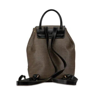 Pre-owned Fendi Zucchino Black Grayish Zucchino Pvc Leather Backpack () In Black, Grayish