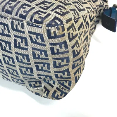 Pre-owned Fendi Zucchino Navy Zucchino Canvas Leather Shoulder Bag ()