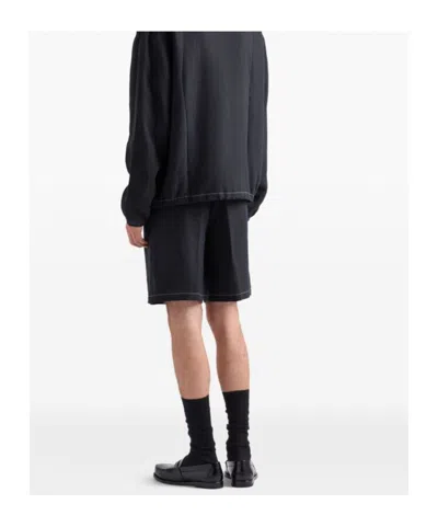 Prada Triangle-logo Poplin Bermuda Shorts In Black