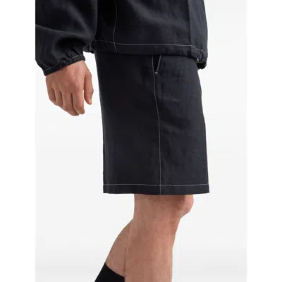 Prada Triangle-logo Poplin Bermuda Shorts In Black