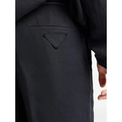 Prada Triangle-logo Poplin Bermuda Shorts In Black