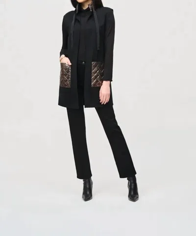 Joseph Ribkoff Heavy Knit And Metallic Quilting Vest In Black In Black