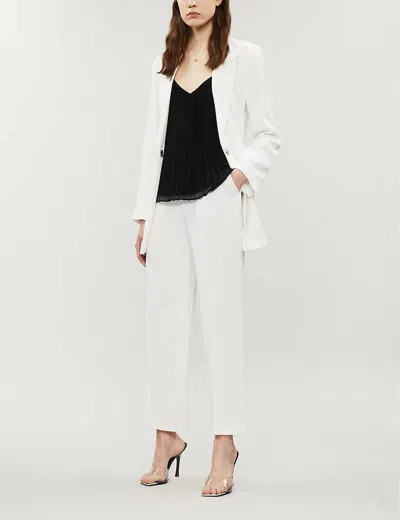 TOPSHOP HIGH RISE WOVEN SUIT PANTS IN WHITE 