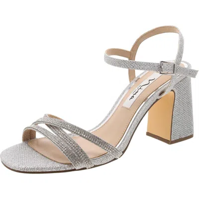Nina Quella Womens Glitter Criss-cross Slingback Sandals In Multi
