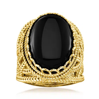 Ross-simons Onyx Roped Ring In 18kt Gold Over Sterling In Black