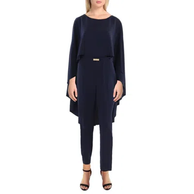 Ralph Lauren Womens Poncho Sleeve Ankle Leg Jumpsuit In Blue