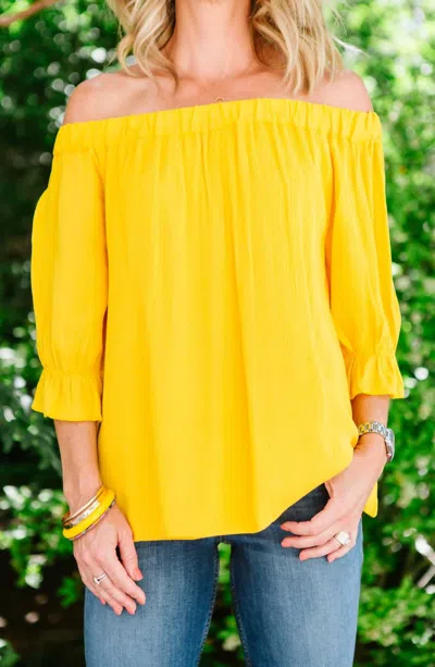 Sanctuary Soak Up The Sun Peasant Top In Marigold In Gold