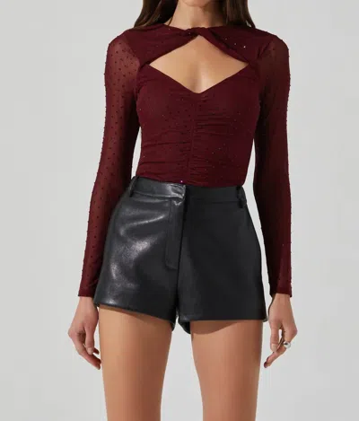 Astr Ancira Mesh Bodysuit In Wine In Pink