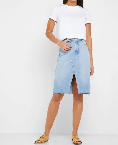Topshop Denim Front Split Pencil Denim Skirt In Blue In Blue