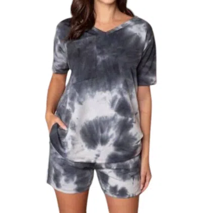 Eldridge Ellie Tie Dye Short Set In Charcoal In Pink