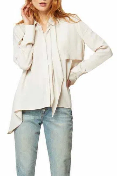 Shop Habitual Ferra Asymmetric Tie Neck Blouse In Ivory In Multi