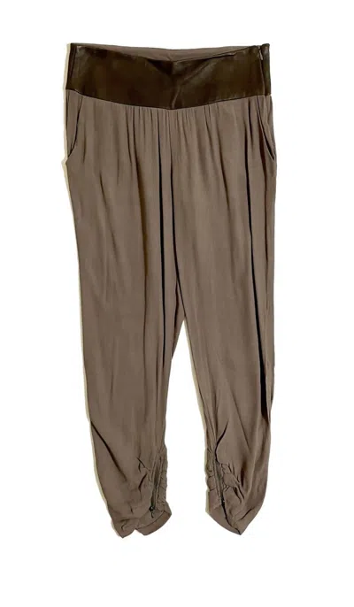Sold Design Lab Women's Leather Waist Jogger Pants In Brown In Brown