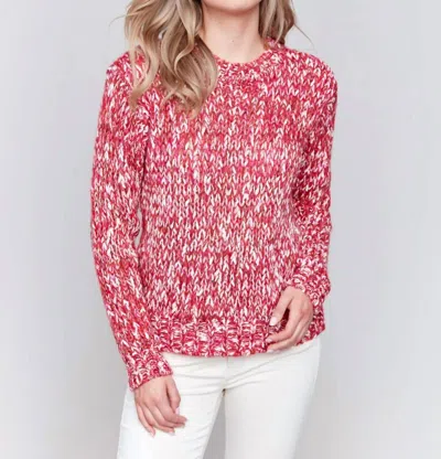 Charlie B Space Dye Crew Neck Sweater In Magenta In Pink