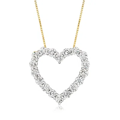 Ross-simons Diamond Heart Pendant Necklace In 14kt Yellow Gold In Multi