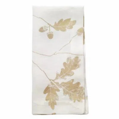Bodrum Linens Acorn Napkins Set Of 4 In White/gold