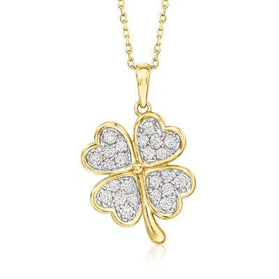Ross-simons Cz 4-leaf Clover Pendant Necklace In 18kt Gold Over Sterling In Multi