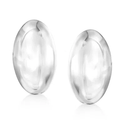 Ross-simons Italian Sterling Silver Oval Dome Earrings In White