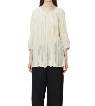 Pas De Calais Wildflower Embroidery Gathered Blouse In Ivory In Multi