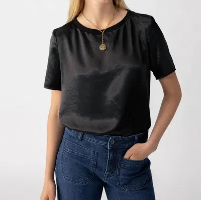 Sanctuary Timeless Satin Short Sleeve Tee In Black In Black