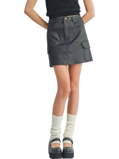 Sadie & Sage Girl On Fire Faux Leather Mini Skirt In Black In Black