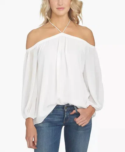 1.state Off The Shoulder Cold Shoulders Halter Neck Blouse In White In White