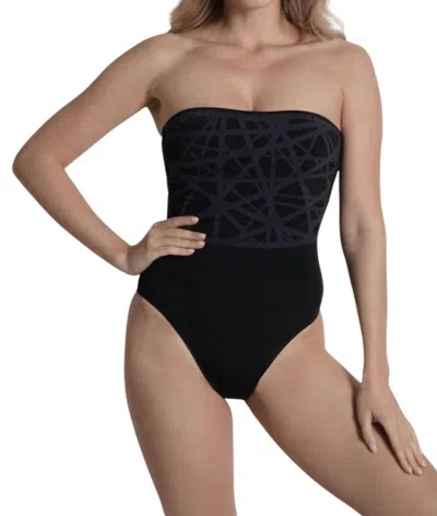Sauipe Bandeau One Piece Swimsuit In Navy In Black