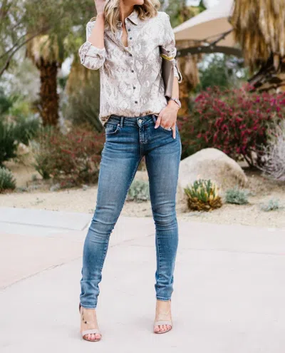Dear John Denim Sophia Snakeskin Blouse In Beige Snakeskin Print In Multi