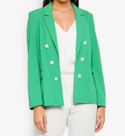 Topshop Bonded Double Breasted Open Front Jacket In Green In Green