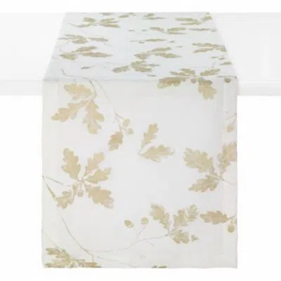 Bodrum Linens Acorn 90" Table Runner In Gold And White