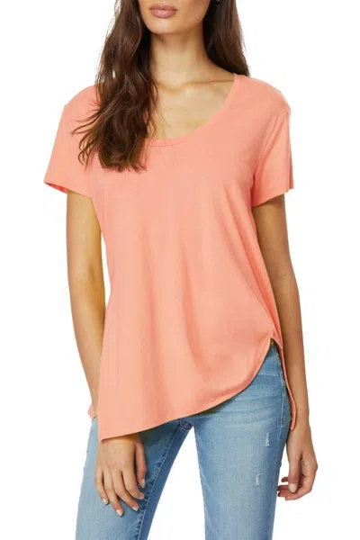 Habitual Tencel Cotton Asymmetrical Hem Tuck Shirt In Orange In Orange