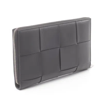 Pre-owned Bottega Veneta Black Leather Long Wallet (bi-fold) ()