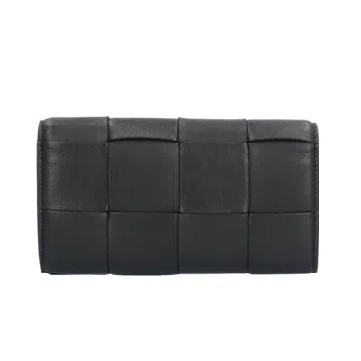 Pre-owned Bottega Veneta Black Leather Long Wallet (bi-fold) ()