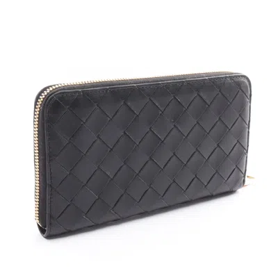 Pre-owned Bottega Veneta Black Leather Long Wallet (bi-fold) ()