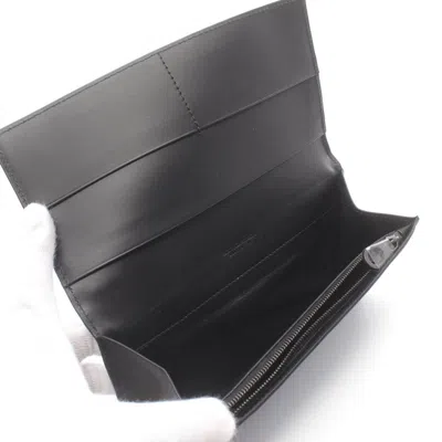 Pre-owned Bottega Veneta Black Leather Long Wallet (bi-fold) ()