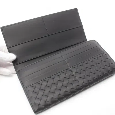 Pre-owned Bottega Veneta Black Leather Long Wallet (bi-fold) ()