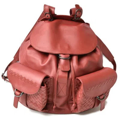 Pre-owned Bottega Veneta Dark Red Leather Backpack ()