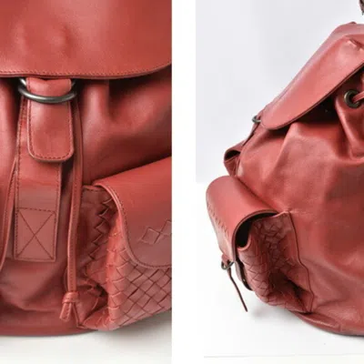 Pre-owned Bottega Veneta Dark Red Leather Backpack ()