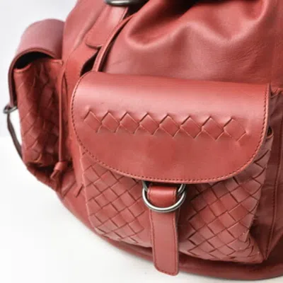 Pre-owned Bottega Veneta Dark Red Leather Backpack ()