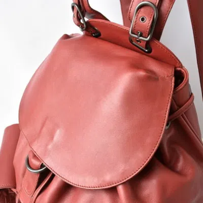 Pre-owned Bottega Veneta Dark Red Leather Backpack ()