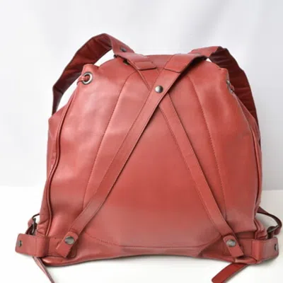 Pre-owned Bottega Veneta Dark Red Leather Backpack ()